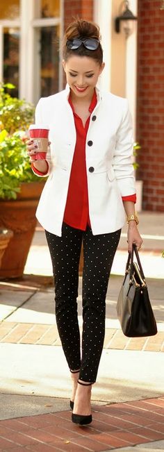 White Blazer & Polka